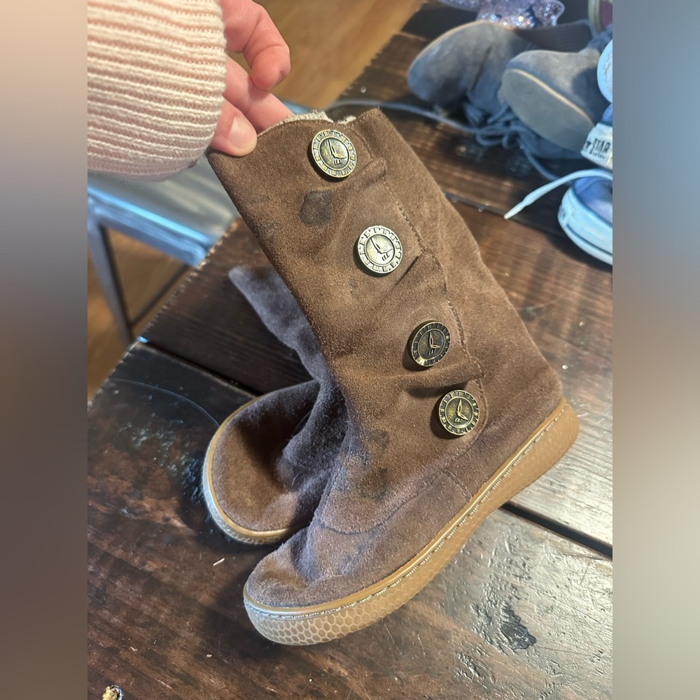 Livie & Luca Brown Suede Kids Button Boots